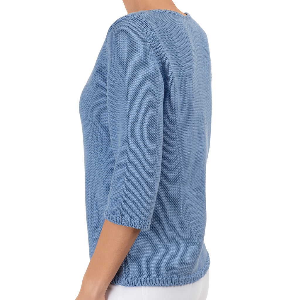 3/4 Sleeve Pullover in Ocean Blue