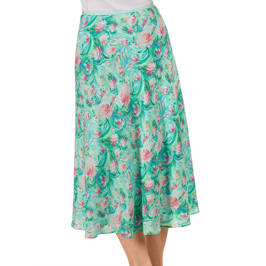 Long Bias Cut Skirt in Dahlia Flora