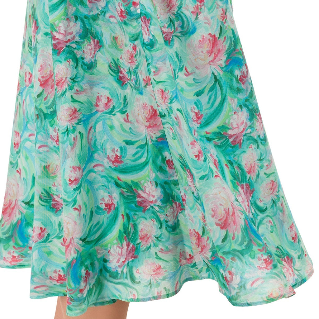 Long Bias Cut Skirt in Dahlia Flora