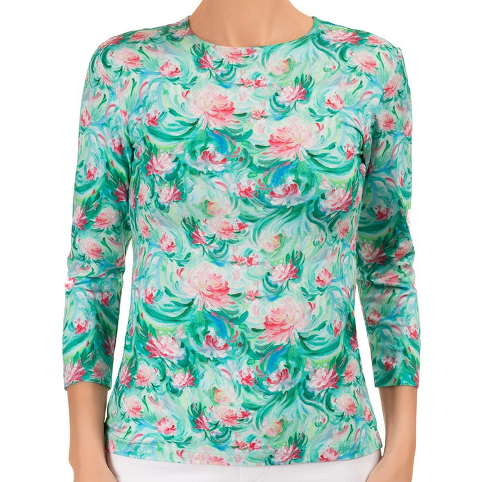 Shaped Knit Tee in Dahlia Flora