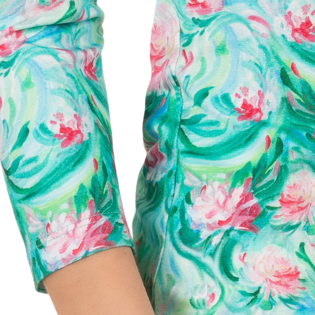 Shaped Knit Tee in Dahlia Flora