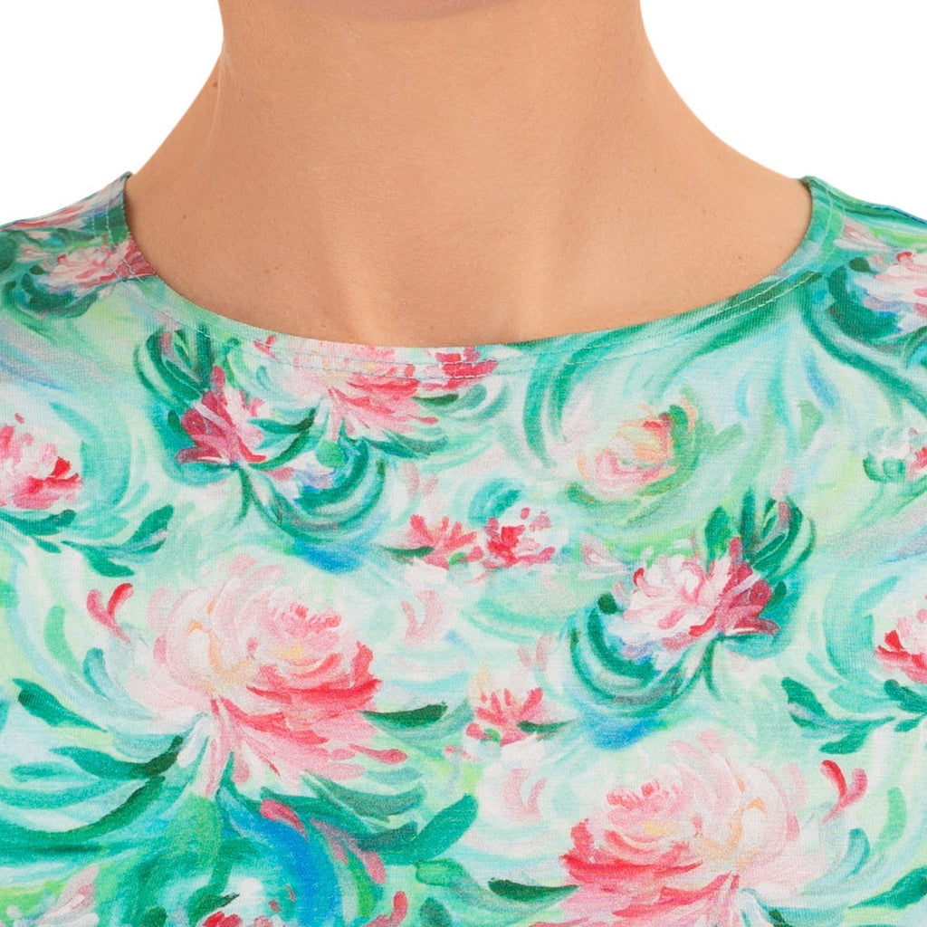 Shaped Knit Tee in Dahlia Flora