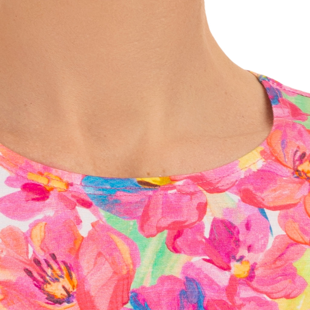 Shaped Knit Tee in Pink Peonies