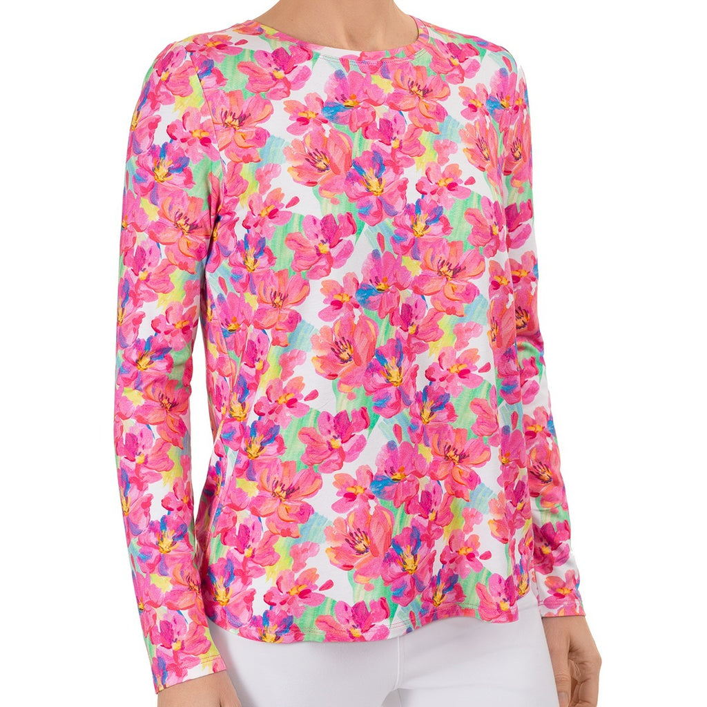 Yoke Relaxed Tee in Pink Peonies