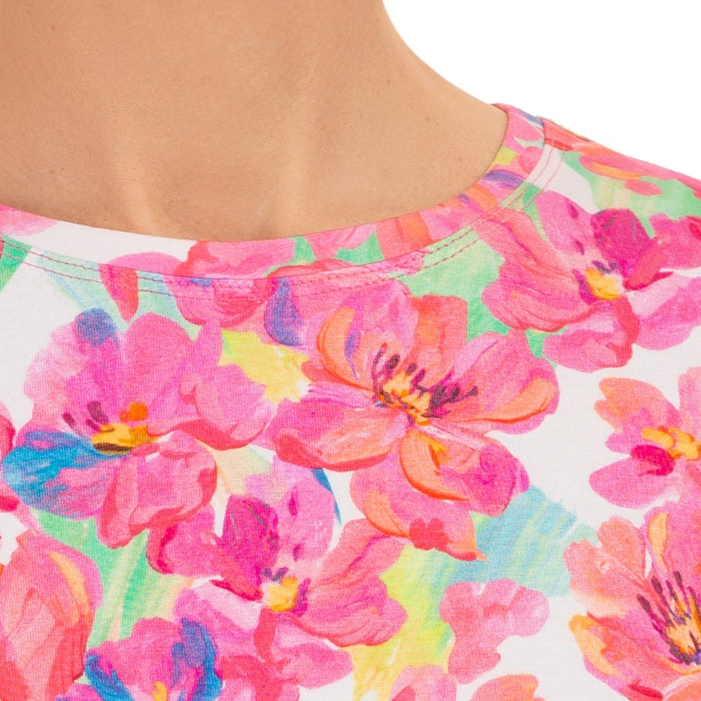 Yoke Relaxed Tee in Pink Peonies