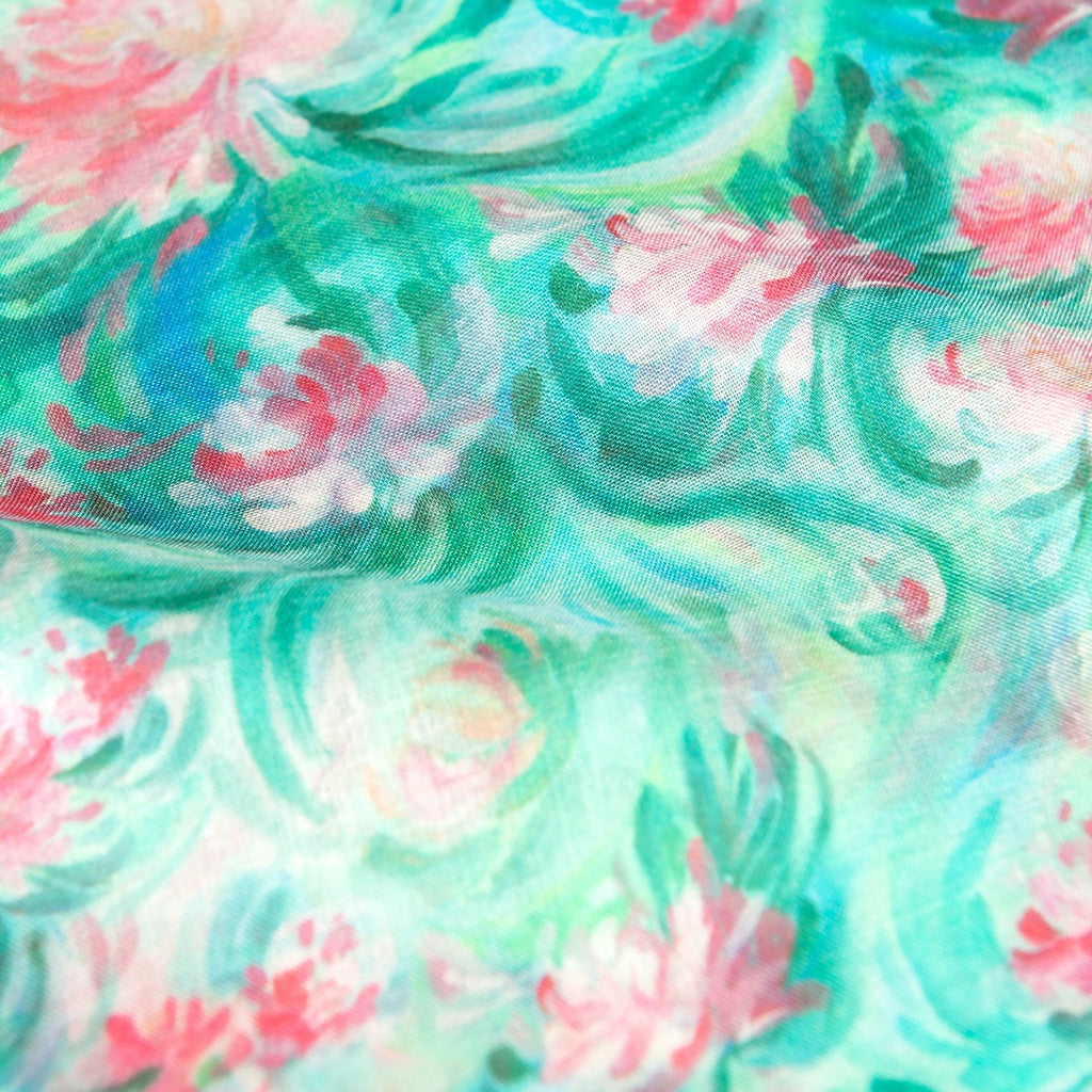 Silk & Modal Scarf in Dahlia Flora