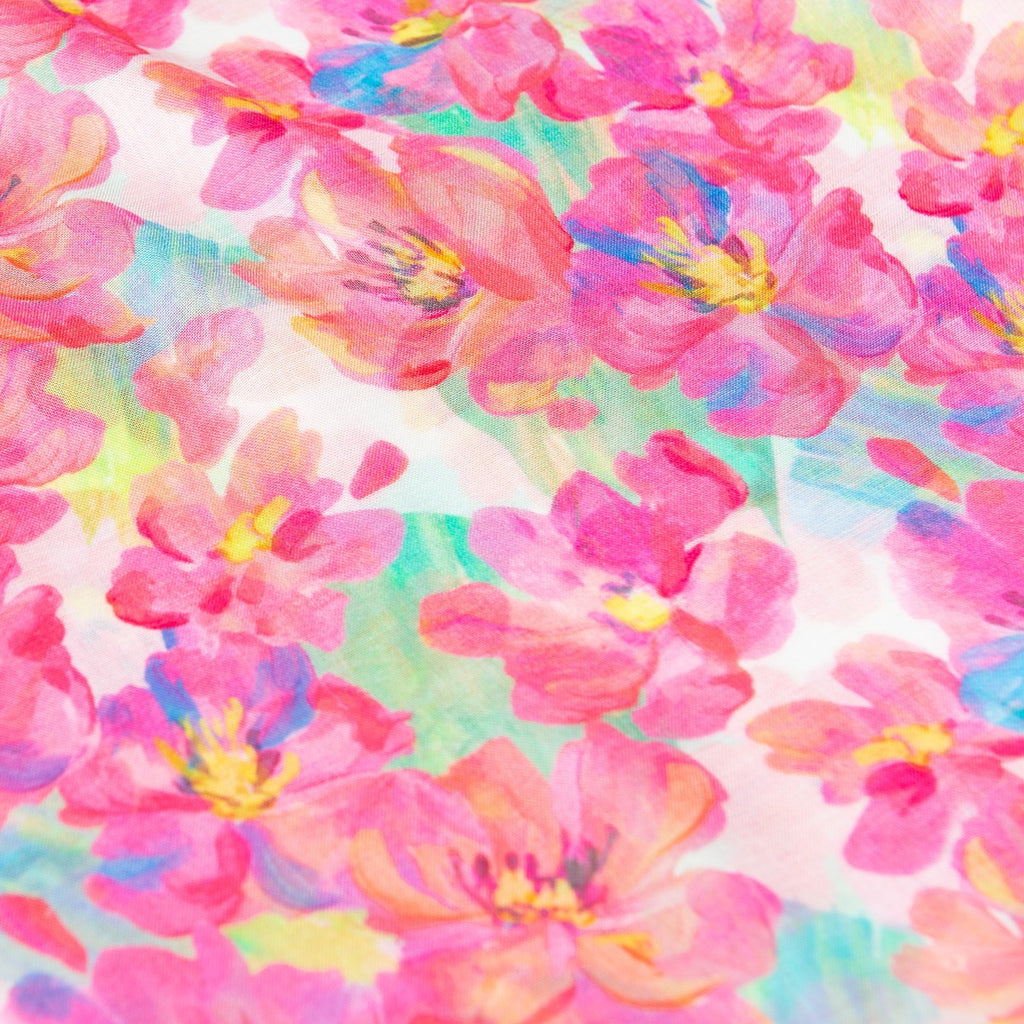 Silk & Modal Scarf in Pink Peonies