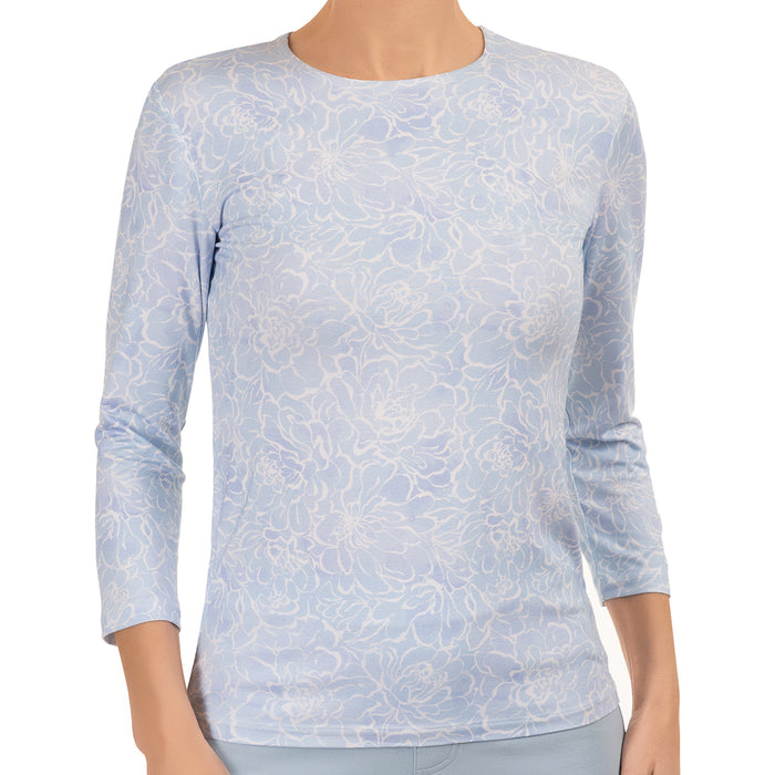 Shaped Knit Tee in Blue Blossom