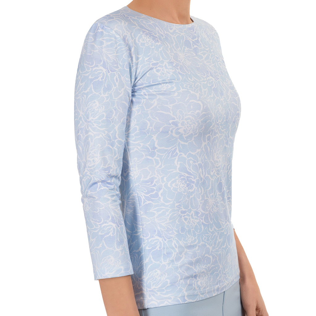 Shaped Knit Tee in Blue Blossom