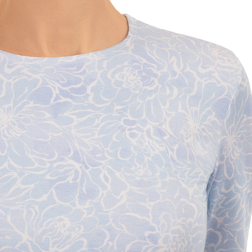 Shaped Knit Tee in Blue Blossom