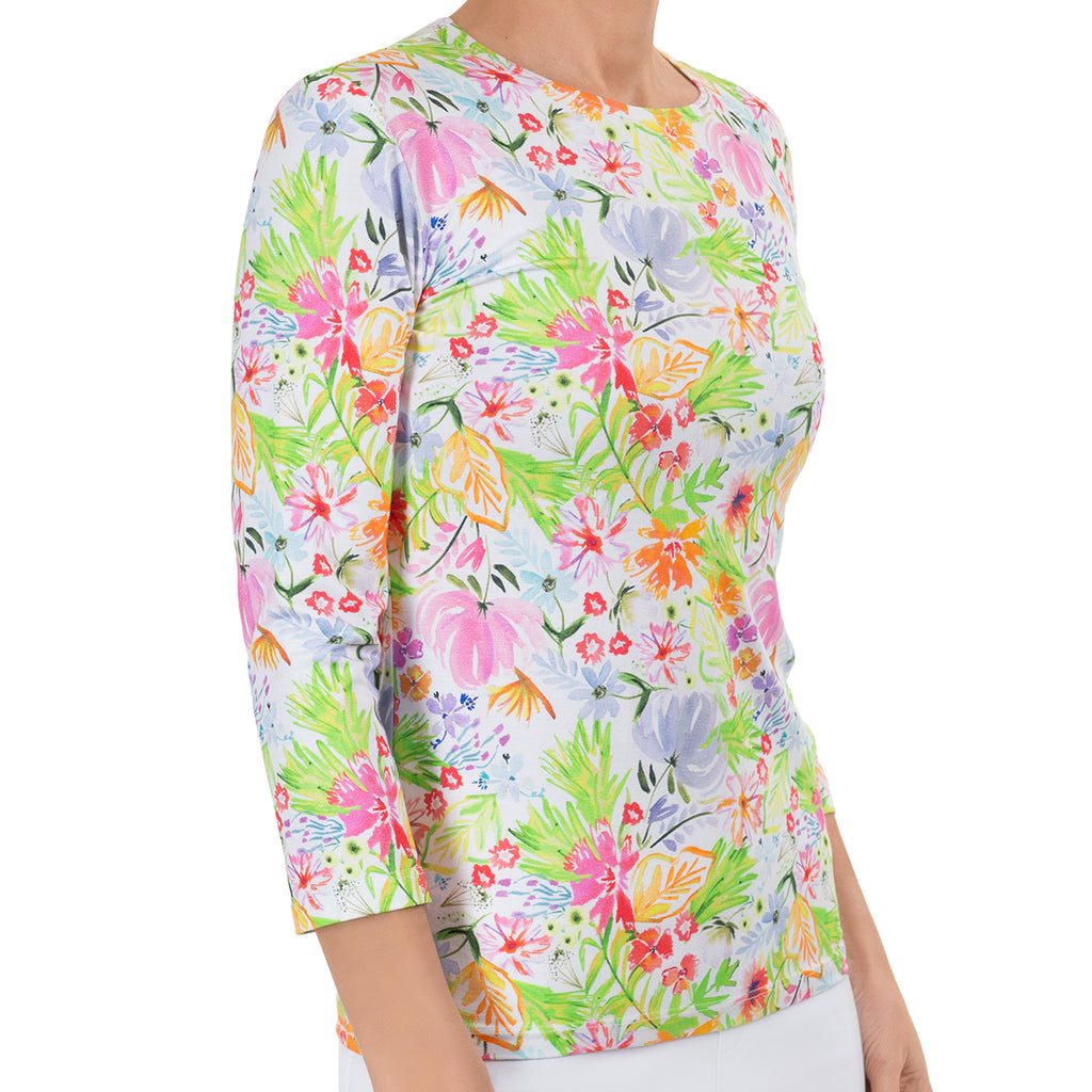 Shaped Knit Tee in Fleurs de Grasse