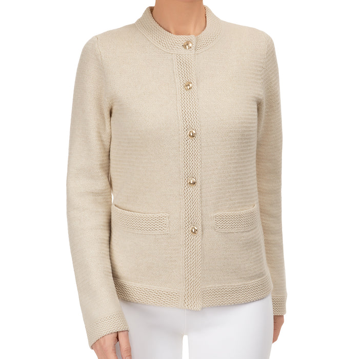 Traforato Trim Cardigan in Flax