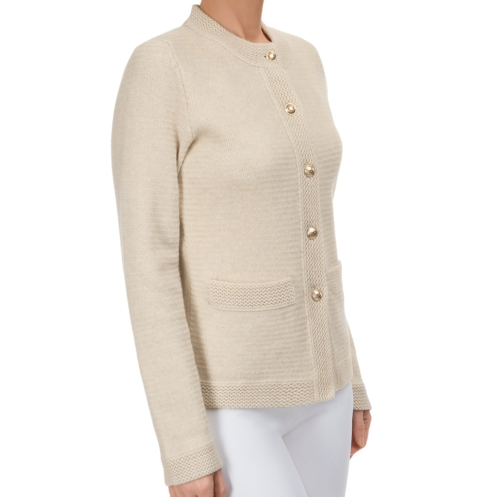 Traforato Trim Cardigan in Flax