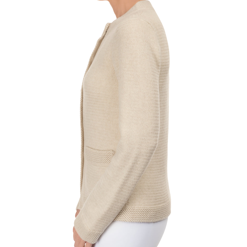 Traforato Trim Cardigan in Flax