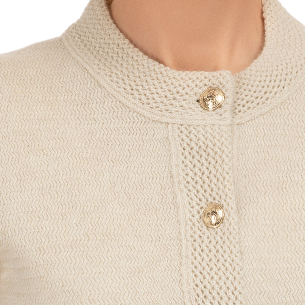 Traforato Trim Cardigan in Flax