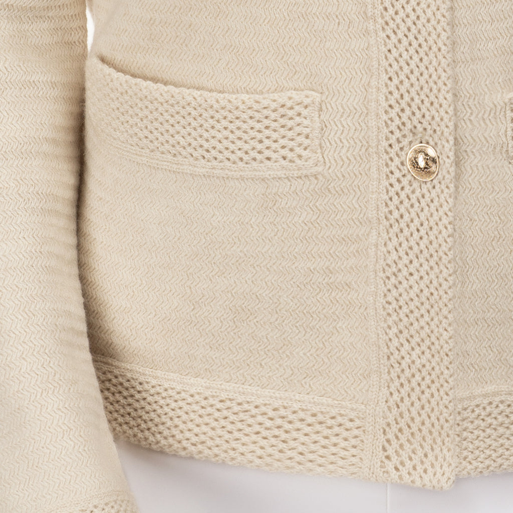Traforato Trim Cardigan in Flax