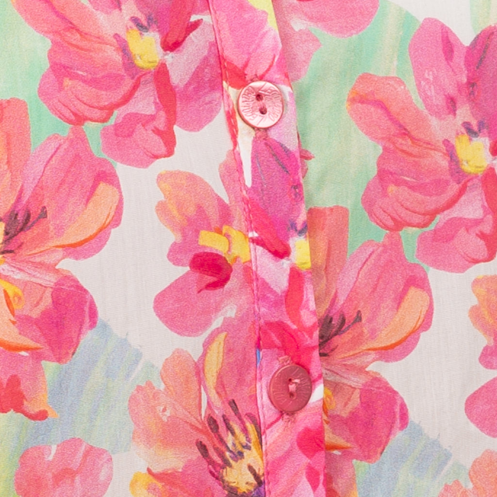 Cotton Pink Peonies Blouse