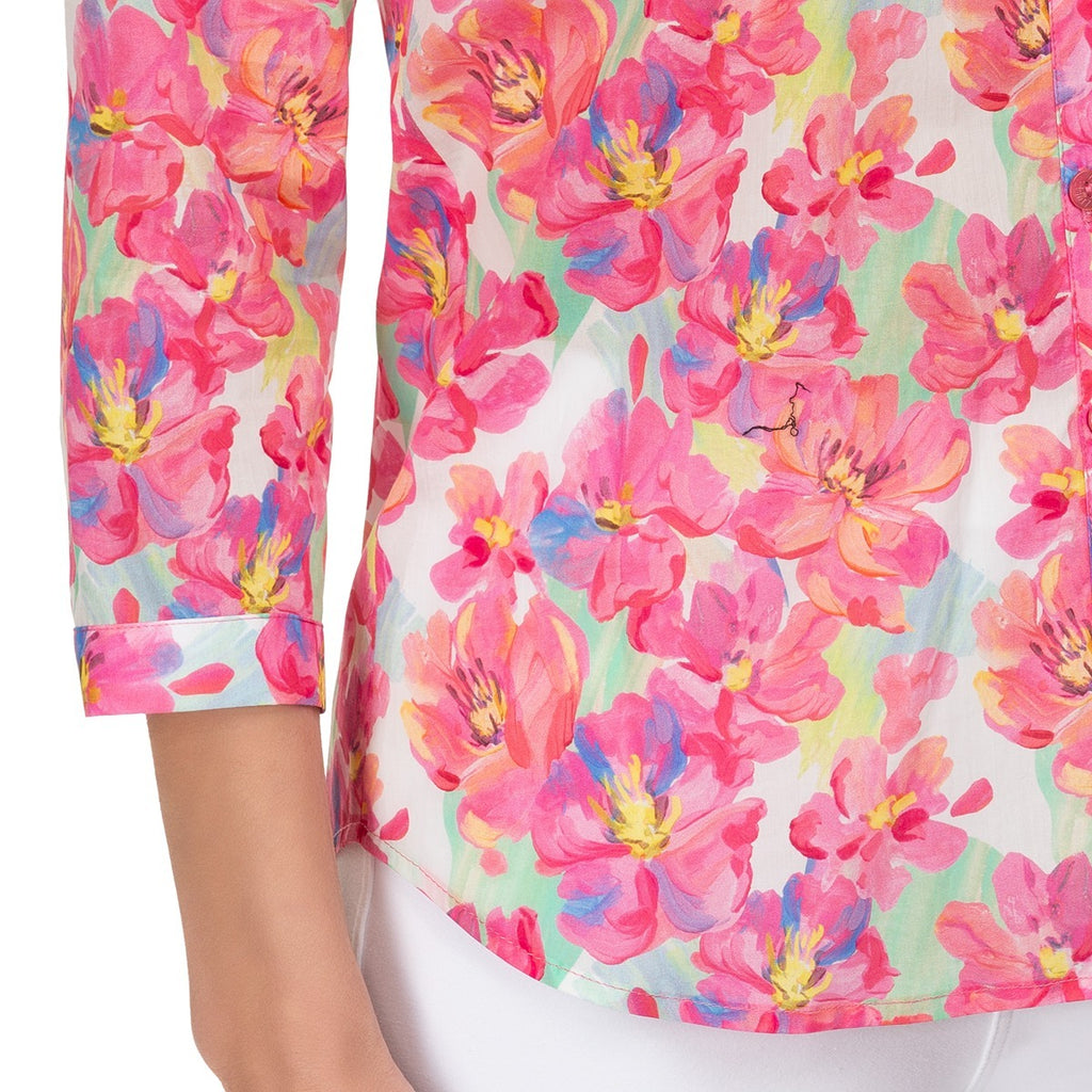 Cotton Pink Peonies Blouse