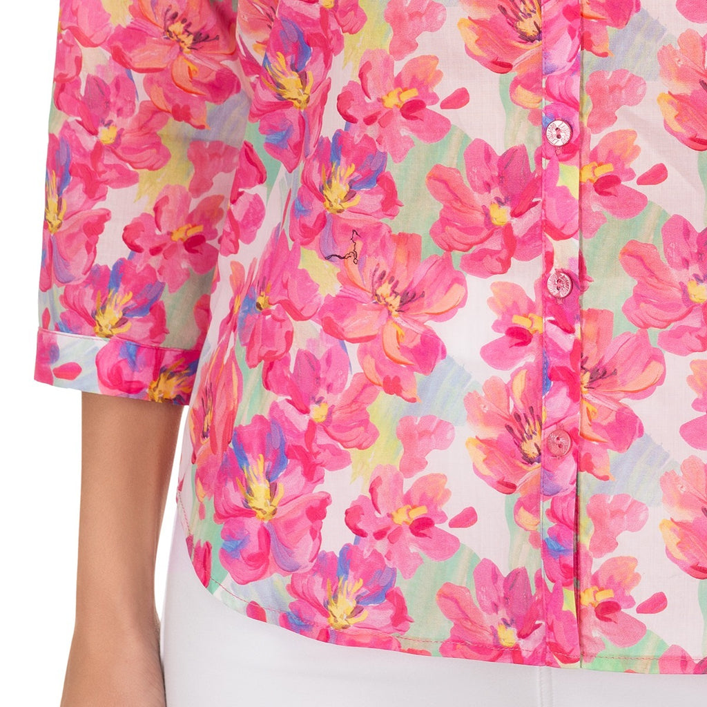 Cotton Pink Peonies Blouse