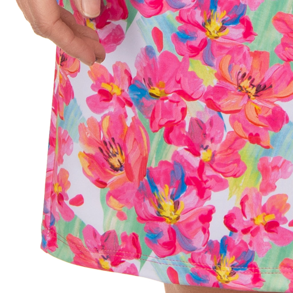 Scoop Neck Dress in Pink Peonies