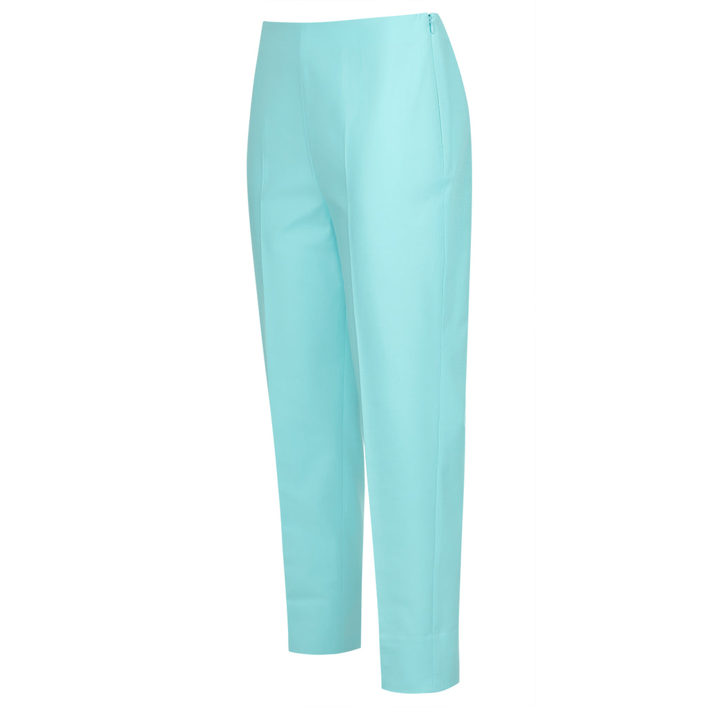 Cotton Stretch Slim Fit Capri in Turquoise