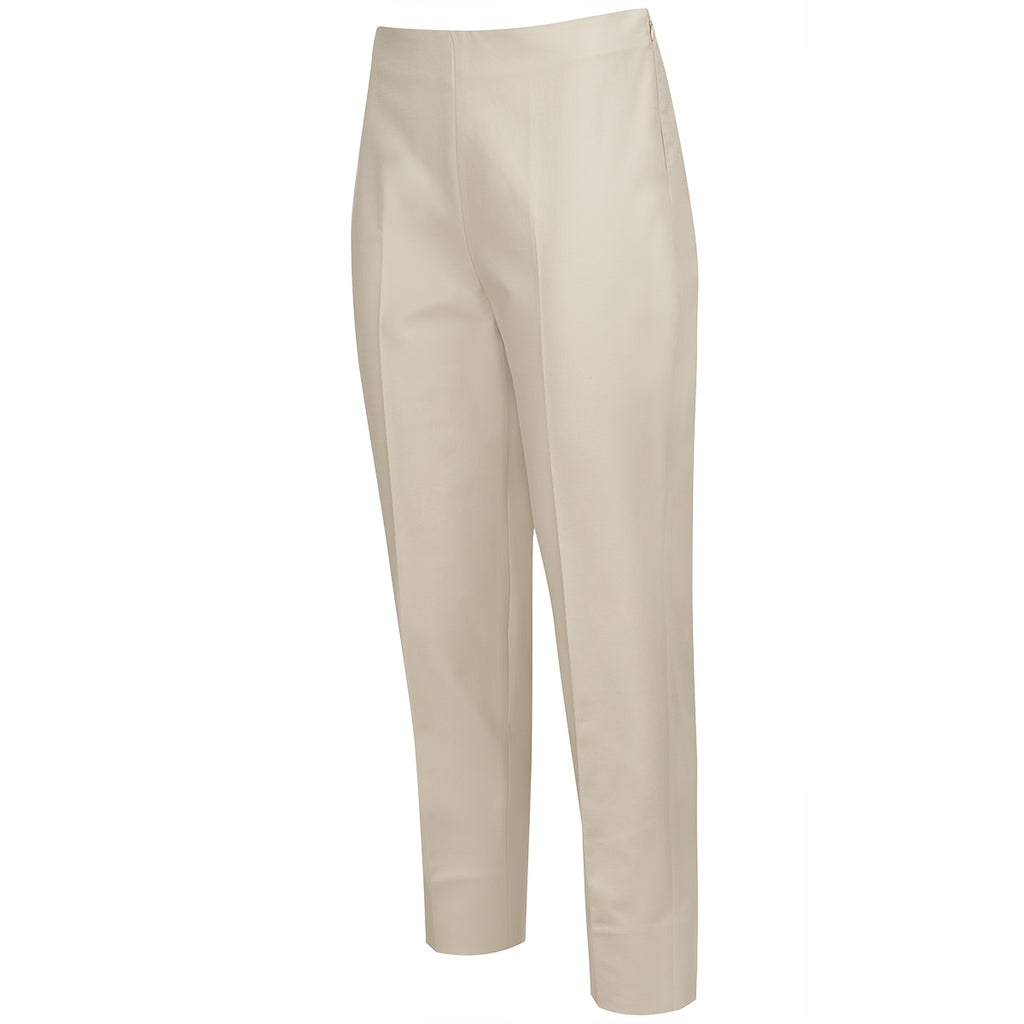 Cotton Stretch Slim Fit Capri in Taupe