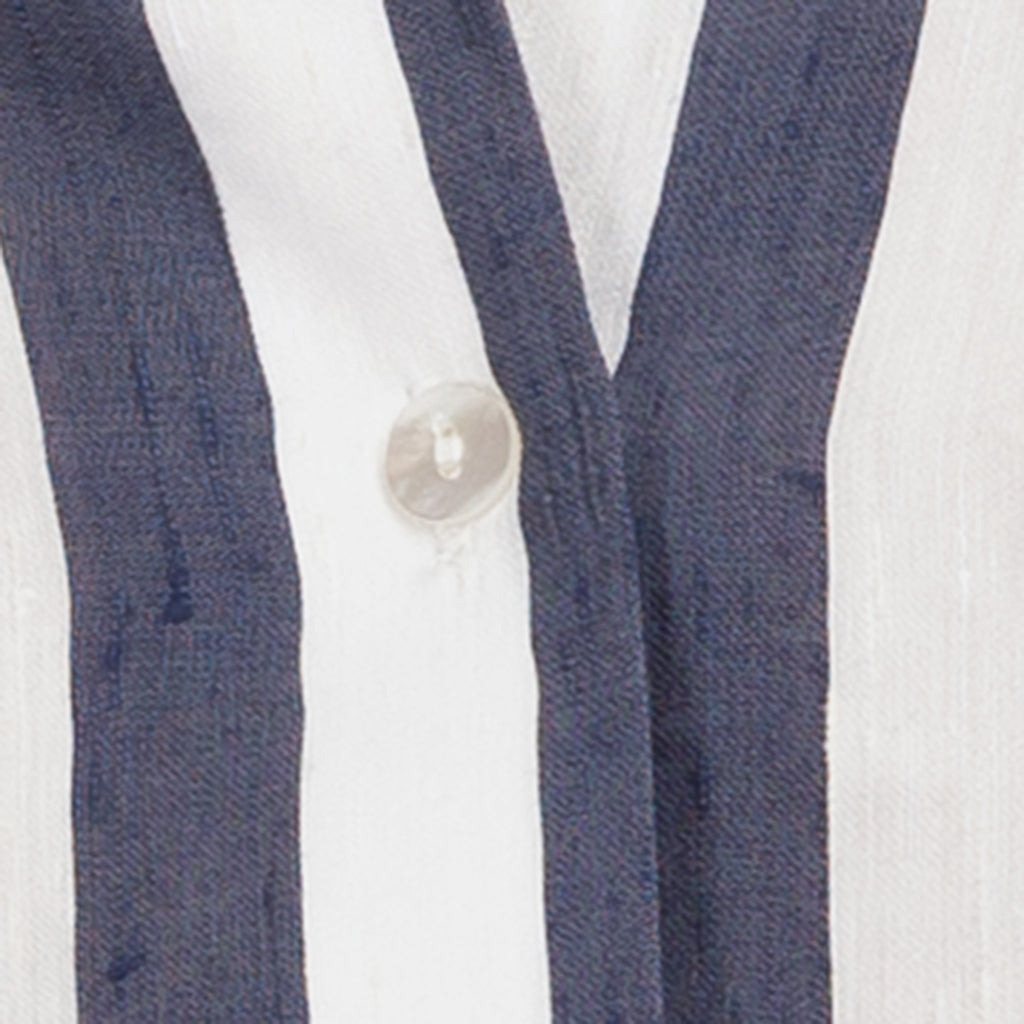 Silk Blend Striped Blouse in Navy & White Stripes