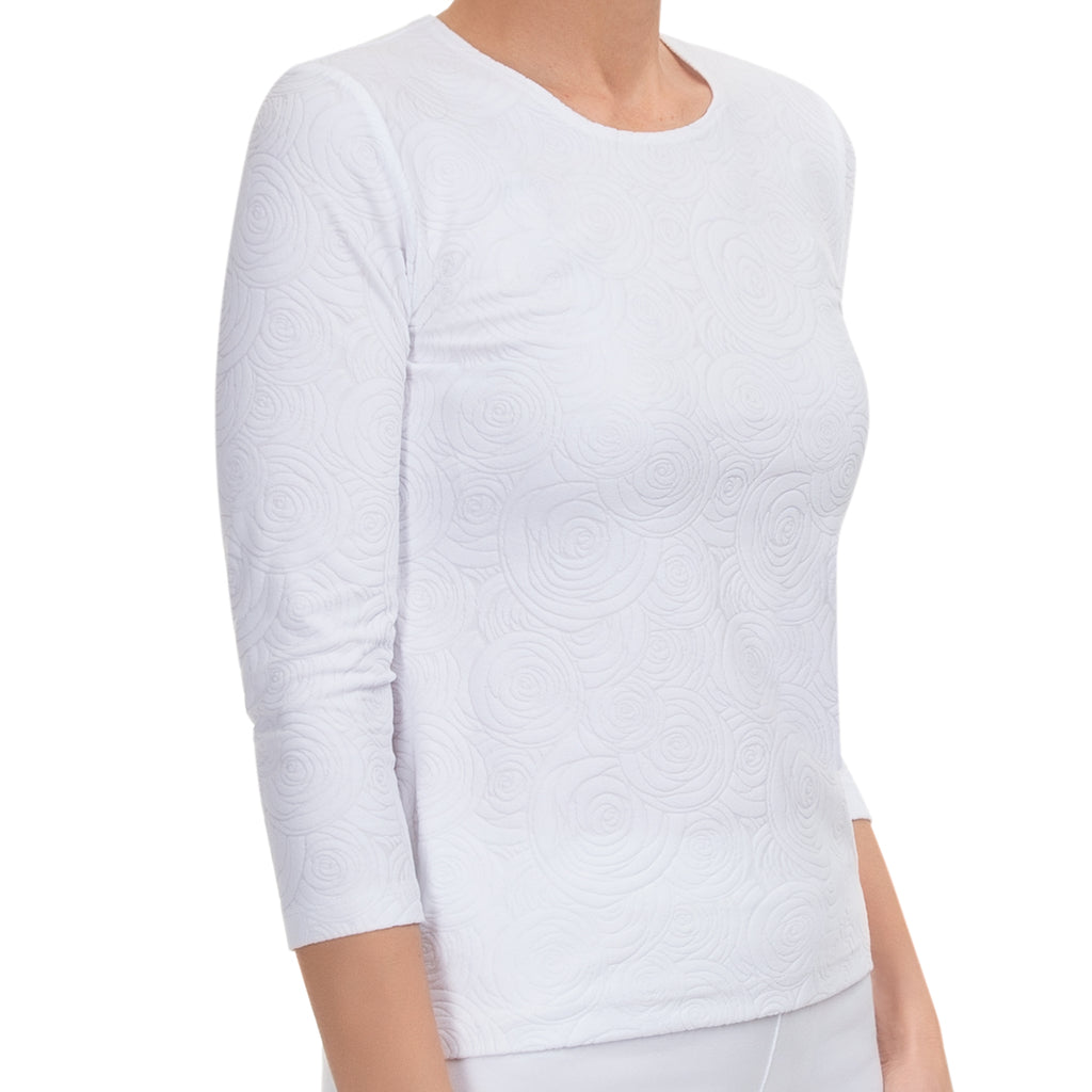 Round Knit Tee in White Camellia