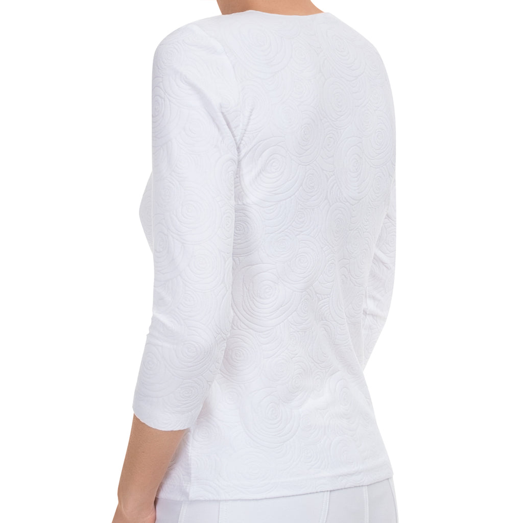 Round Knit Tee in White Camellia