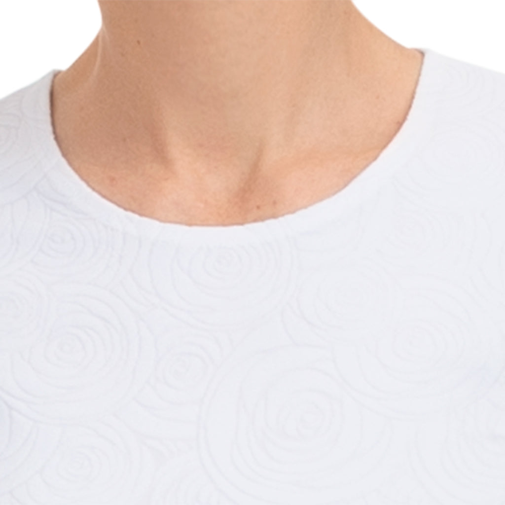 Round Knit Tee in White Camellia