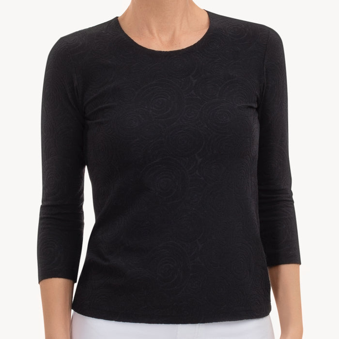 Round Knit Tee in Black Camellia