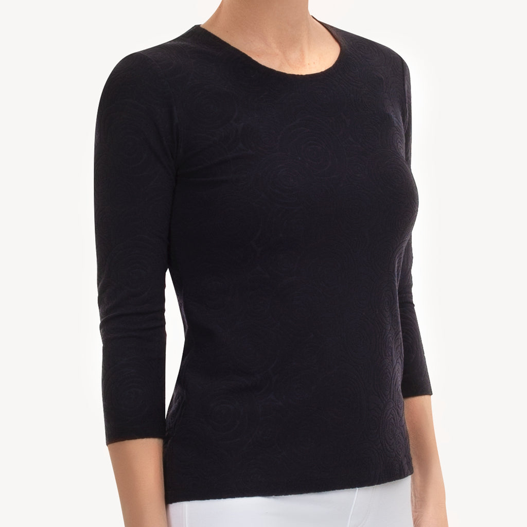 Round Knit Tee in Black Camellia