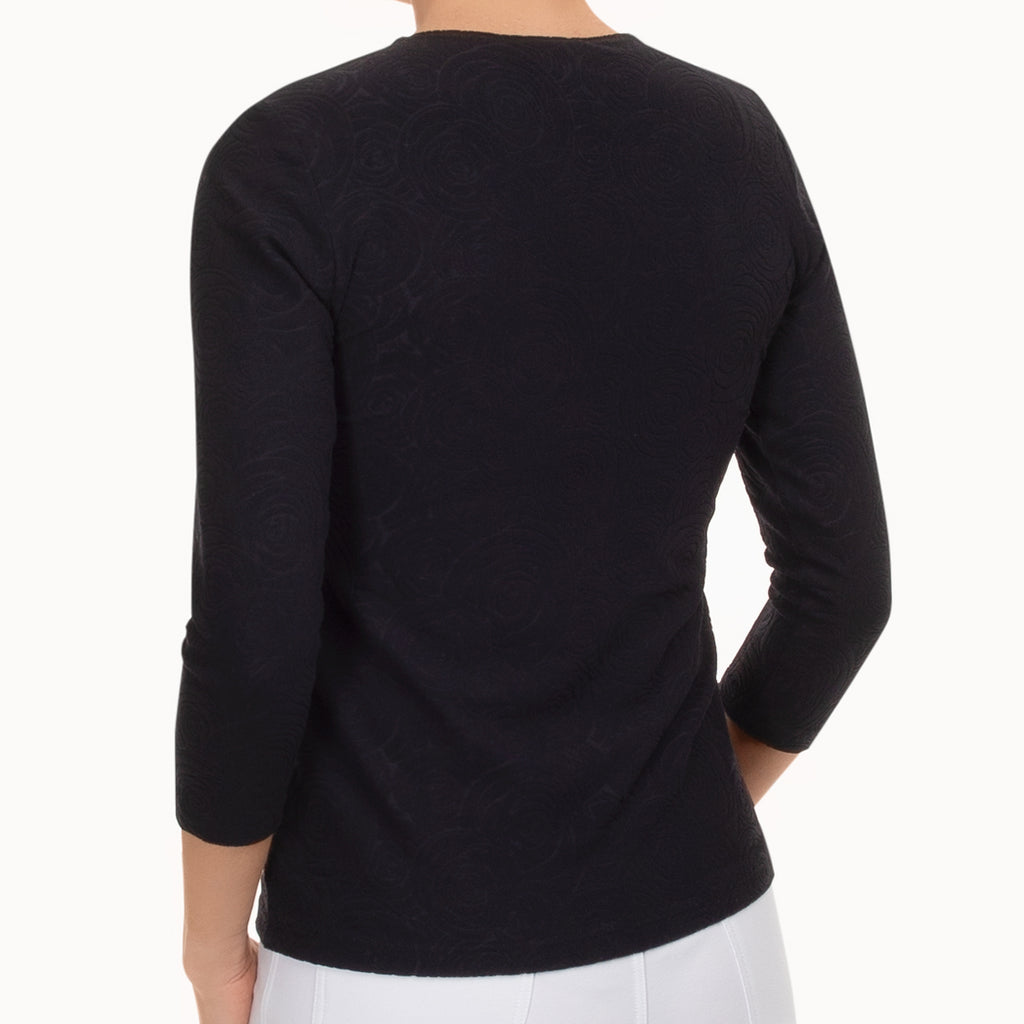 Round Knit Tee in Black Camellia