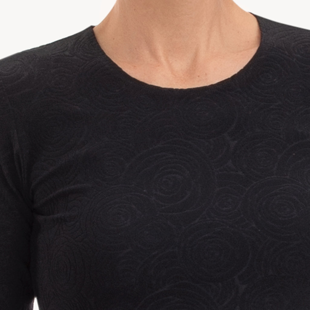 Round Knit Tee in Black Camellia