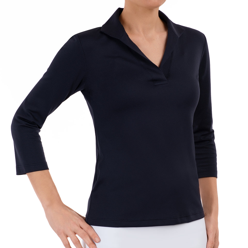 Pique Polo Collar Tee in Navy