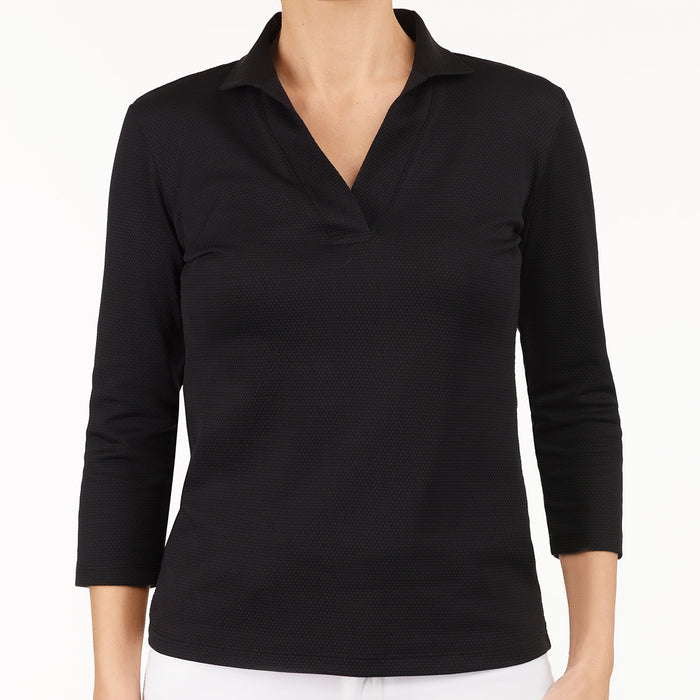Pique Polo Collar Tee in Black