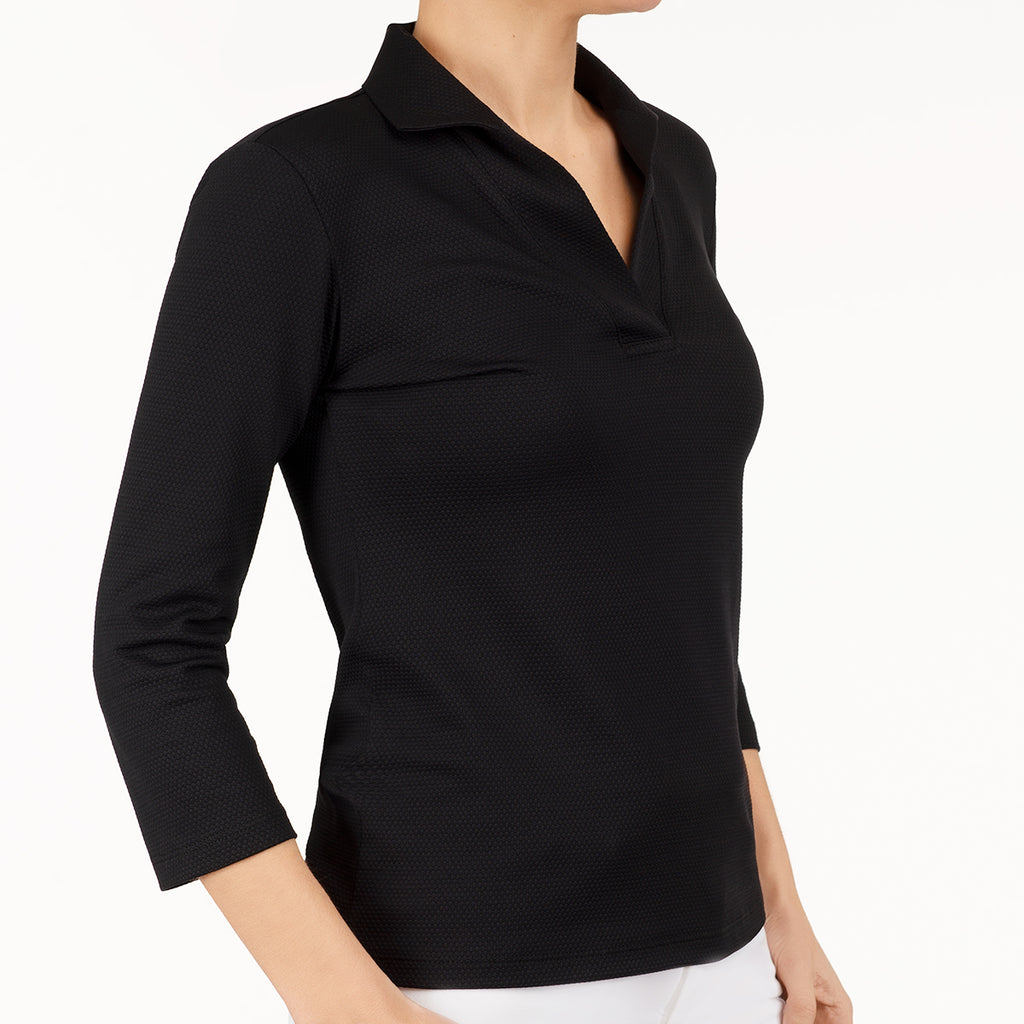 Pique Polo Collar Tee in Black