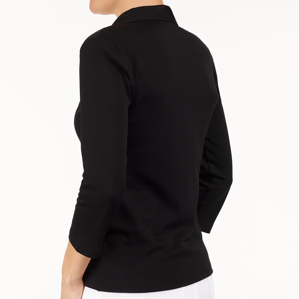 Pique Polo Collar Tee in Black