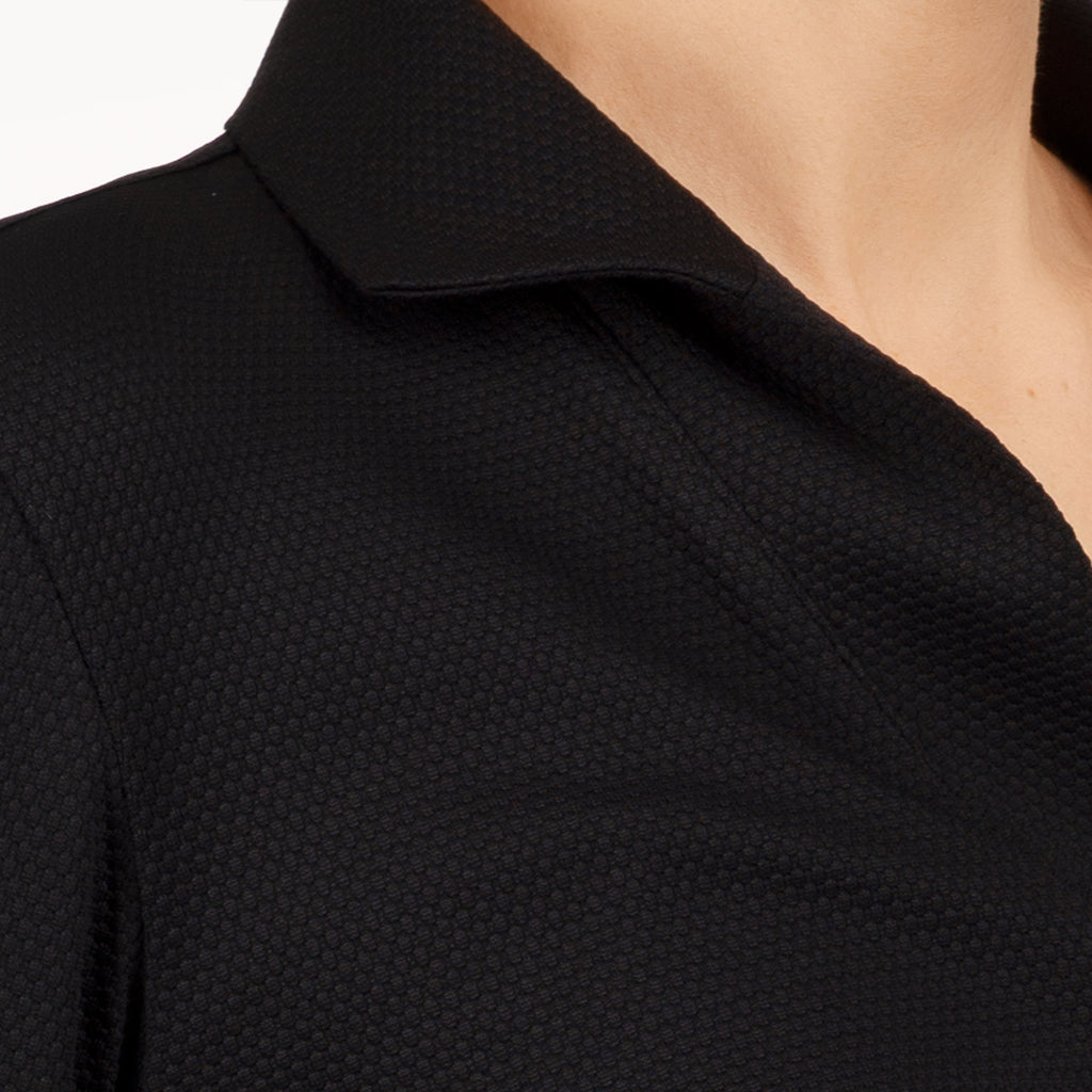Pique Polo Collar Tee in Black