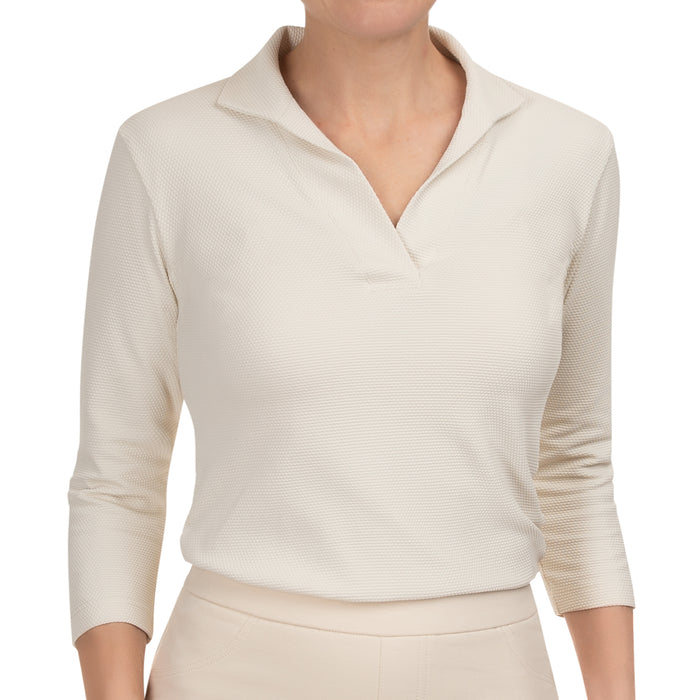 Pique Polo Collar Tee in Flax