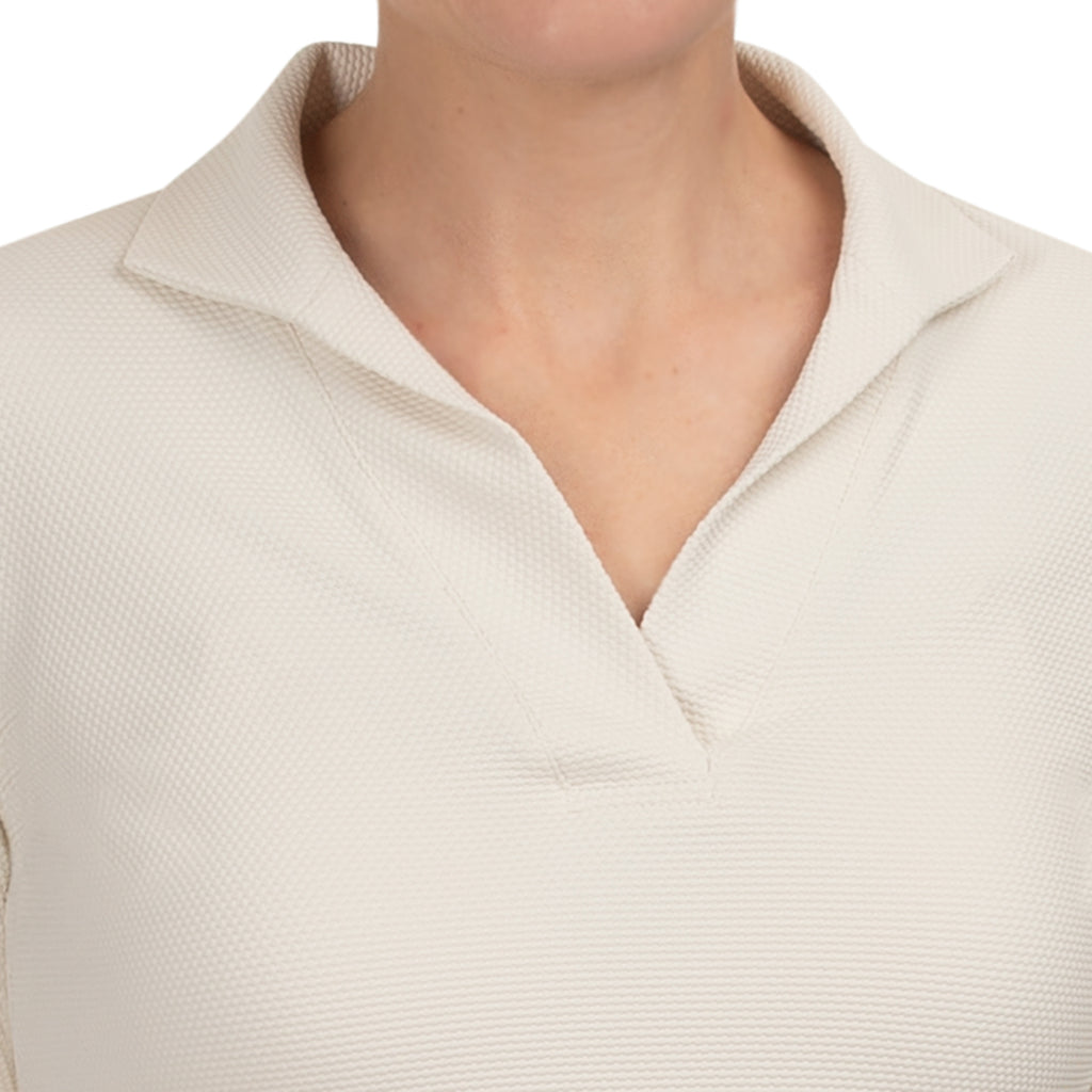 Pique Polo Collar Tee in Flax