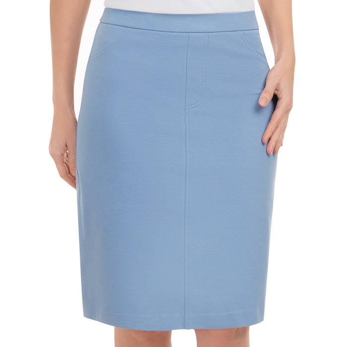 Cotton Knit Jean Skirt in Ocean Blue