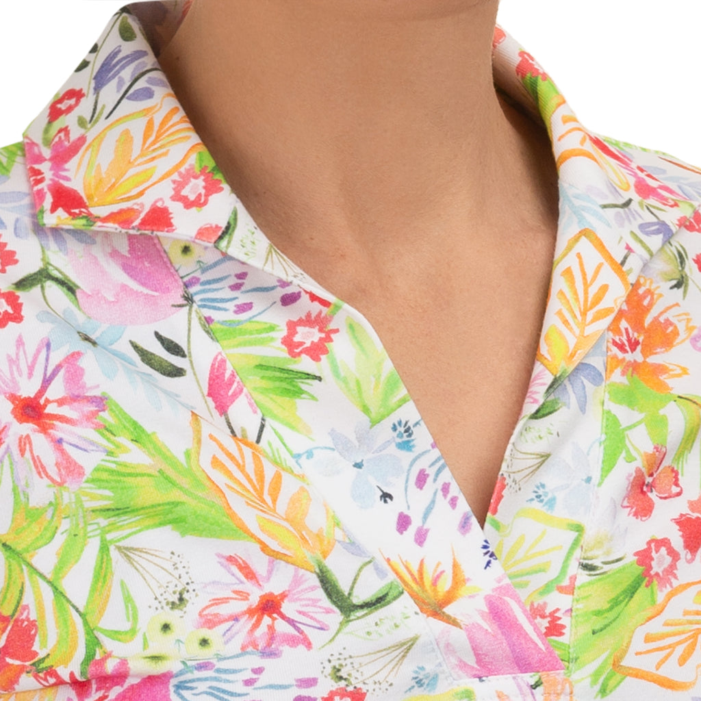 Fitted Polo Collar Tee in Fleurs de Grasse