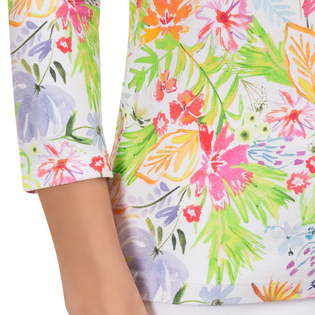 Fitted Polo Collar Tee in Fleurs de Grasse