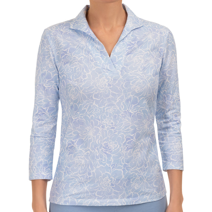 Fitted Polo Collar Tee in Blue Blossom