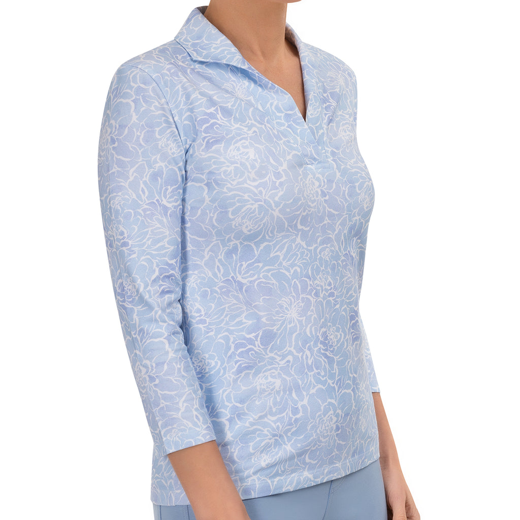 Fitted Polo Collar Tee in Blue Blossom