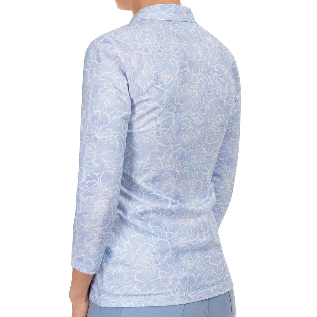 Fitted Polo Collar Tee in Blue Blossom