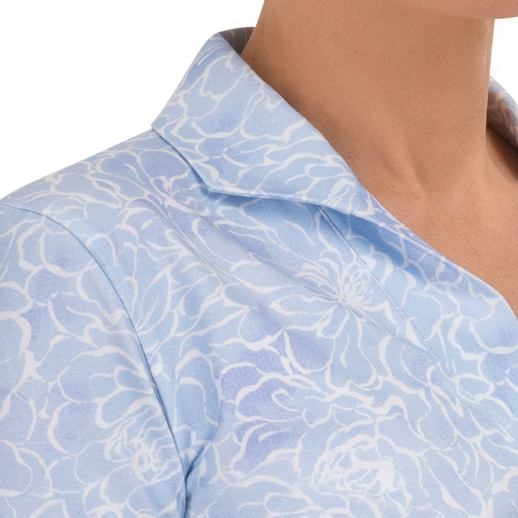 Fitted Polo Collar Tee in Blue Blossom