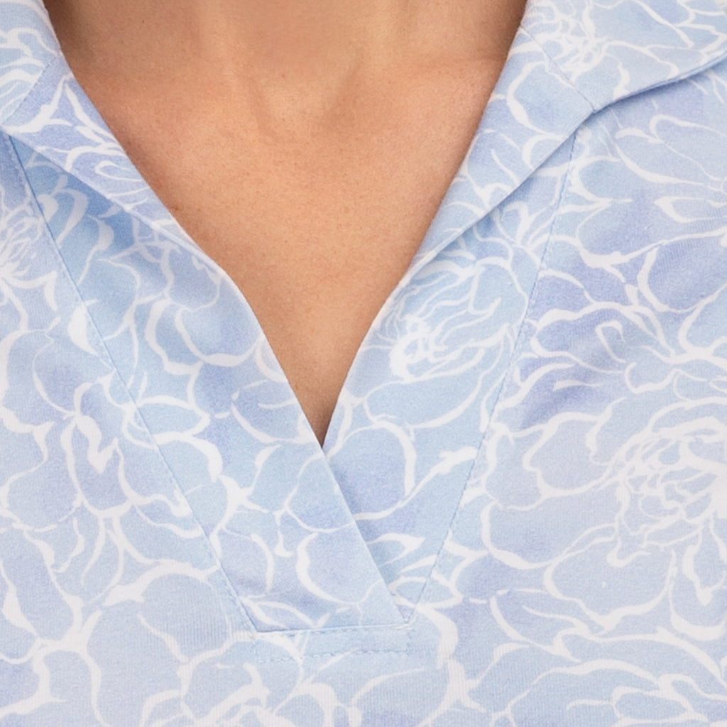 Fitted Polo Collar Tee in Blue Blossom