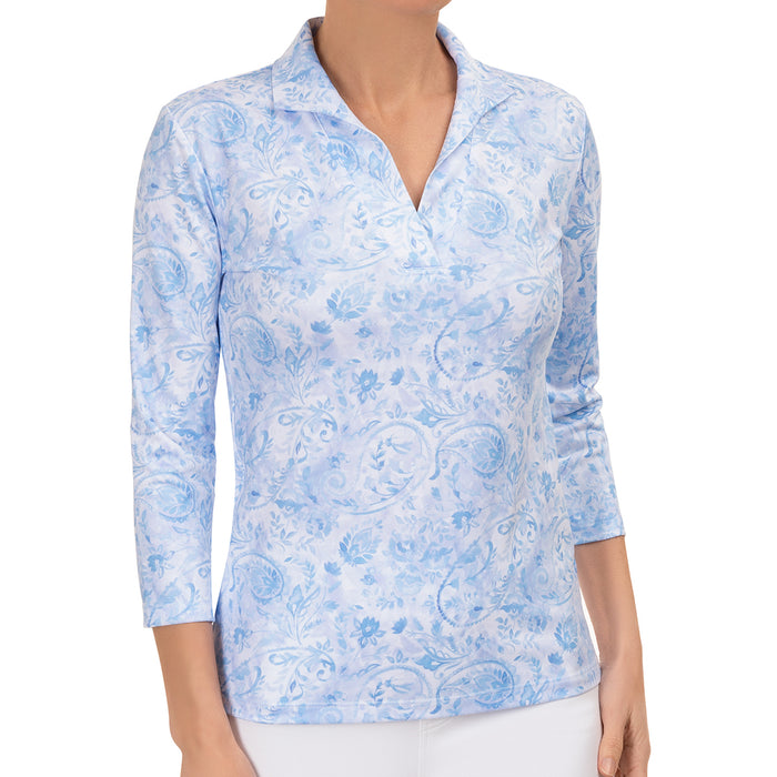 Polo Collar Tee in Blue Cote D Azur